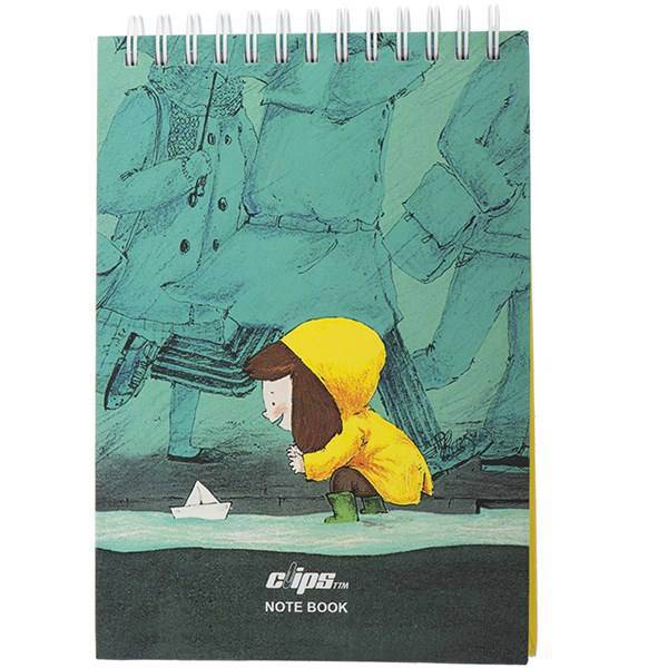 دفتر یادداشت 100 برگ کلیپس مدل دختر و قایق، Clips 100 Sheets Girl And Boat Design Hard Cover