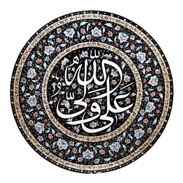 بشقاب مسی میناکاری شده اثر مولاوردی طرح تذهیب قطر 30 سانتی متر