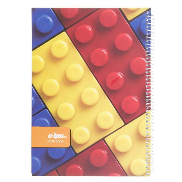 دفتر 80 برگ کلیپس طرح لگو جلد شومیز، Clips 80 Sheets Lego Design Soft Cover Notebook