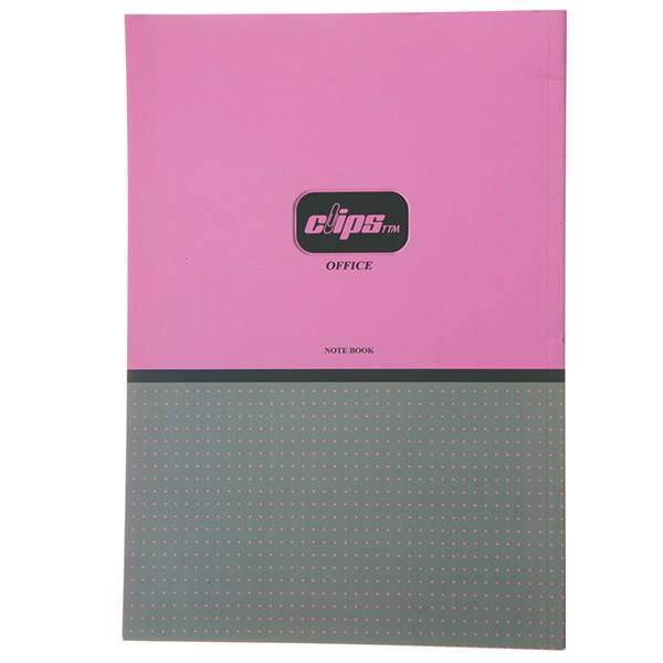 دفتر 40 برگ کلیپس طرح طوسی و صورتی جلد شومیز، Clips 40 Sheets Soft Cover Gray And Pink Design Notebook