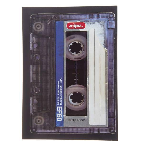 دفتر 100 برگ کلیپس طرح نوار کاست جلد شومیز، Clips 100 Sheets Soft Cover Cassette Design Notebook