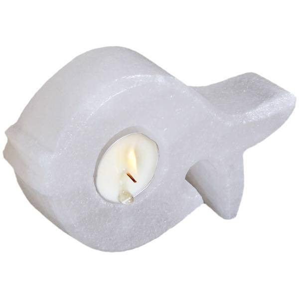 شمعدان سنگ نمک طب سنگ طرح جاشمعی ماهی کد TC-40121، Tebsang Fish TC-40121 Salt Stone Candlestick