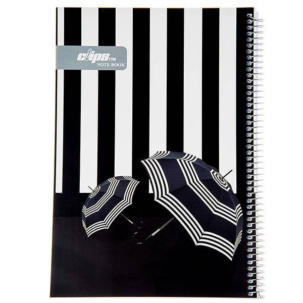 دفتر 100 برگ کلیپس طرح چتر جلد شومیز، Clips 100 Sheets Ring Cover Umbrella Design Notebook