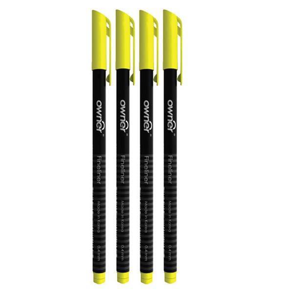 روان نویس اونر مدل Black Body 0.4 Yellow - بسته 4 عددی، Owner Black Body 0.4 Yellow Rollerball Pen - Pack of 4