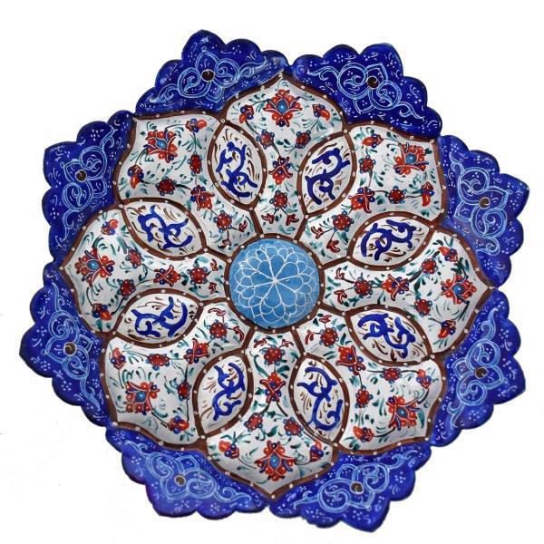 بشقاب مسی میناکاری شده سی دا طرح خطائی کد 01033 قطر 16سانتی متر