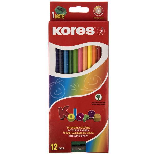 مداد رنگی 12 رنگ کورس مدل Kolores، Kores Kolores 12 Colored Pencil