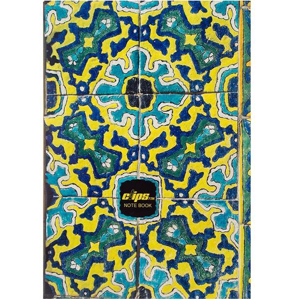 دفتر 100 برگ کلیپس طرح کاشی سنتی جلد شومیز، Clips 100 Sheets Soft Cover Traditional Tiles Design Notebook