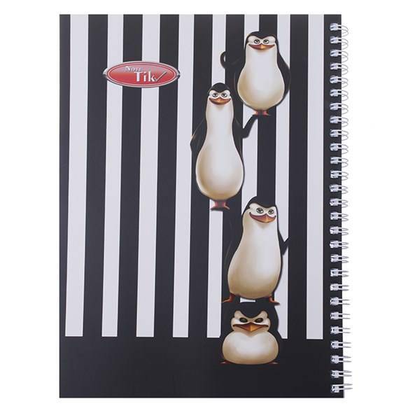 دفتر 80 برگ کلیپس طرح پنگوئن جلد شومیز، Clips 80 Sheets Penguin Design Soft Cover Notebook