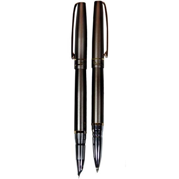 ست روان نویس و خودنویس ییرن مدل Silver - با گیره طلایی، Yiren Silver Rollerball Pen And Fountain Pen Set