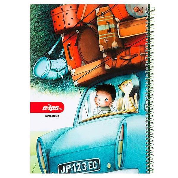 دفتر 80 برگ کلیپس طرح مسافر 1 جلد شومیز، Clips 80 Sheets Traveller 1 Design Soft Cover Notebook