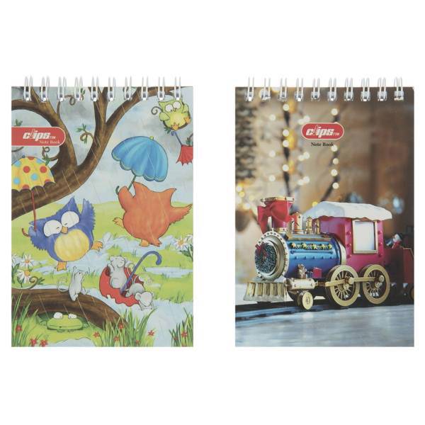 دفتر یادداشت کلیپس طرح جغد و قطار بسته 2 عددی، Clips Owl and Train Notebook Pack of 2