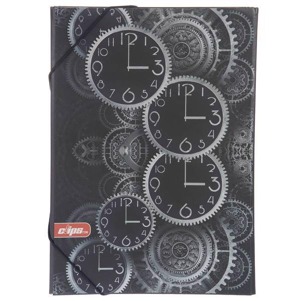 کلاسور کش دار کلیپس طرح ساعت سایز A4، Clips Clock Folder Size A4