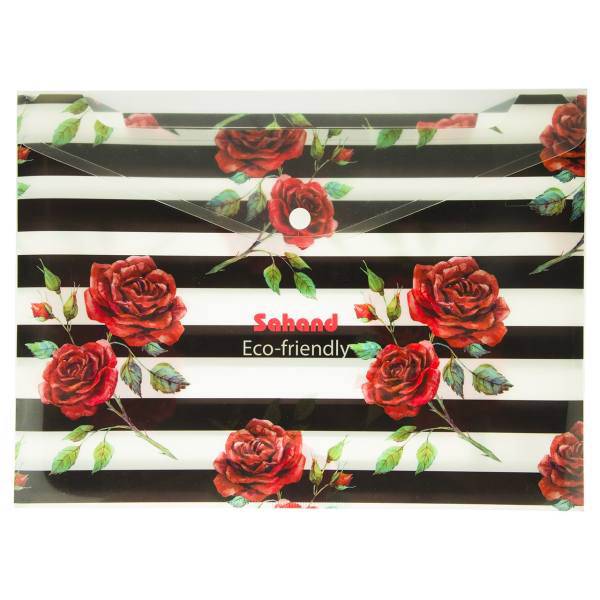 پوشه دکمه دار سهند طرح رز قرمز سایز A4، Sahand Red Rose Button Folder Size A4