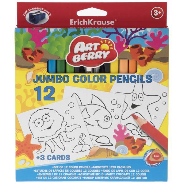 مداد رنگی 12 رنگ اریک کراوزه مدل Jumbo، ErichKrause Jumbo 12 Color Pencil