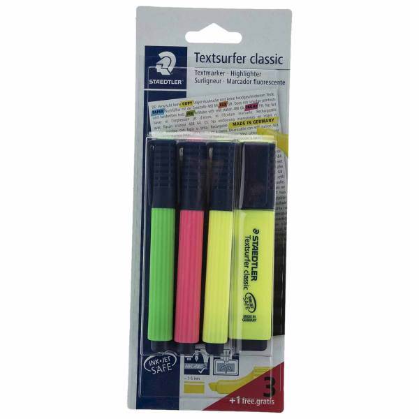 ماژیک علامت گذار 1 + 3 رنگ استدلر مدل Textsurfer Classic، Staedtler Textsurfer Classic 3+1 Color Highlighter