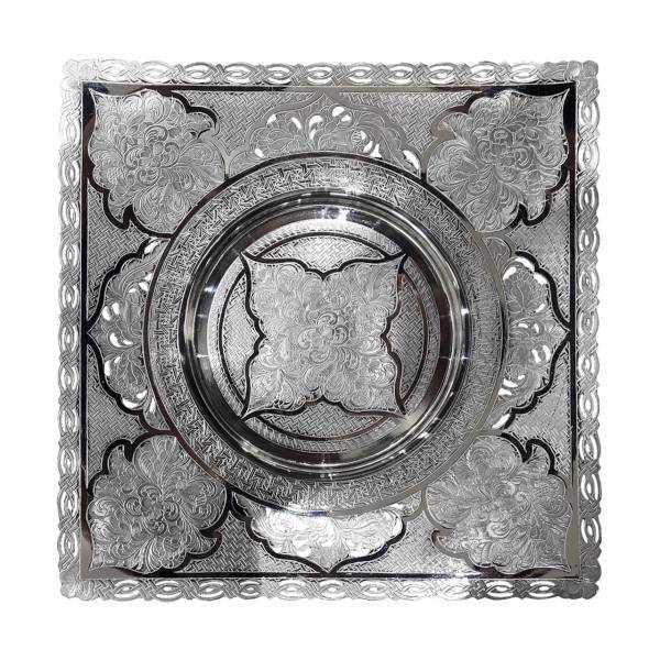 بشقاب شیرینی خوری نقره سیدی مدل مربع کد 126001، Seyyedi Silver Square Dish Code 126001