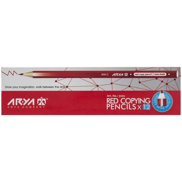 مداد قرمز آریا کد 3002 بسته 12 عددی، Arya 3002 Red Pencil Pack of 12