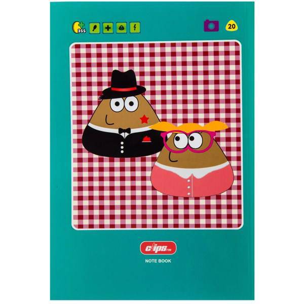 دفتر 50 برگ کلیپس طرح پو جلد شومیز، Clips 50 Sheets Soft Cover Pou Design Notebook