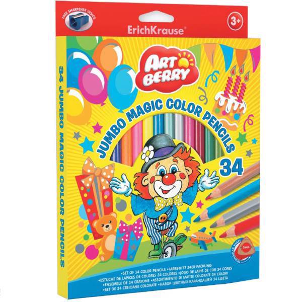 مداد رنگی 34 رنگ اریک کراوزه مدل Jumbo Magic، ErichKrause Jumbo Magic 34 Color Pencil