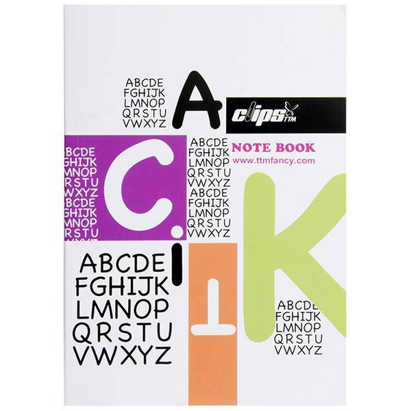 دفتر زبان 80 برگ کلیپس طرح H جلد شومیز، Clips 80 Sheets Traditional H Design Soft Cover English Notebook