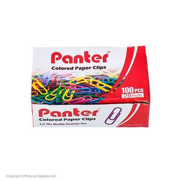 گیره کاغذ پنتر مدل رنگی سایز 28 میلی متر - بسته 100 عددی، Panter Colored Paper Clips Size 28mm - Pack of 100