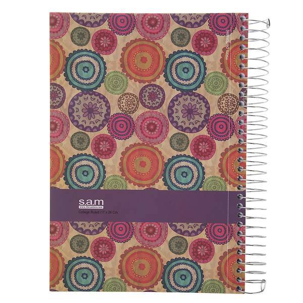 دفتر مشق سم طرح گل 4 - سایز 24 × 17 سانتی متر، Sam Flower Design 4 Homework Notebook Size 17 in 24 cm