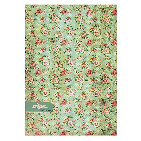 دفتر 100 برگ کلیپس طرح گل زمینه سبز آبی، Clips Cyan Background Flower Design 100 Sheets Homework Notebook