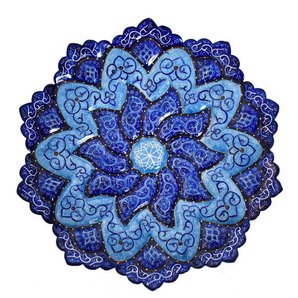 بشقاب مسی میناکاری شده سی دا طرح اسلیمی کد 01025 قطر 20 سانتی متر