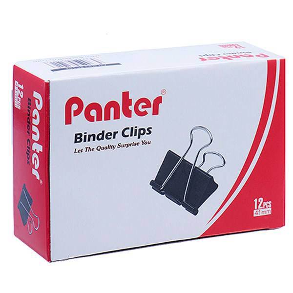 گیره کاغذ پنتر سایز 41 میلی متر، Panter Binder Clip Size 41mm- Pack of 12