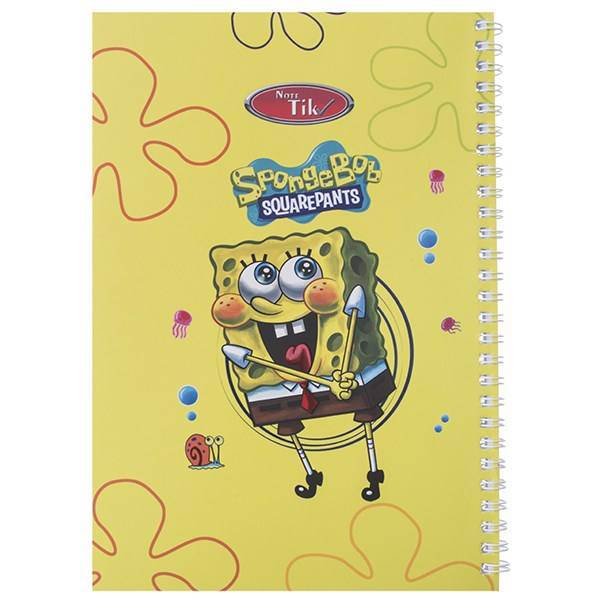 دفتر 50 برگ کلیپس طرح باب اسفنجی 2 جلد شومیز، Clips 50 Sheets Spongebob 2 Design Soft Cover Notebook