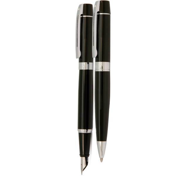 ست خودکار و خودنویس شیفر مدل 300 - با گیره نقره ای، Sheaffer 300 Ballpoint Pen and Fountain Pen Set - With Silver Clip