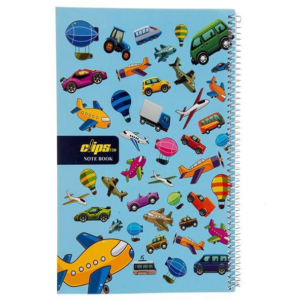 دفتر 80 برگ کلیپس طرح وسایل نقلیه جلد شومیز، Clips 80 Sheets Vehicles Design Soft Cover Notebook