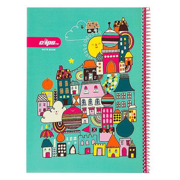 دفتر 80 برگ کلیپس طرح خانه کودک جلد شومیز، Clips 80 Sheets Kids House Design Soft Cover Notebook