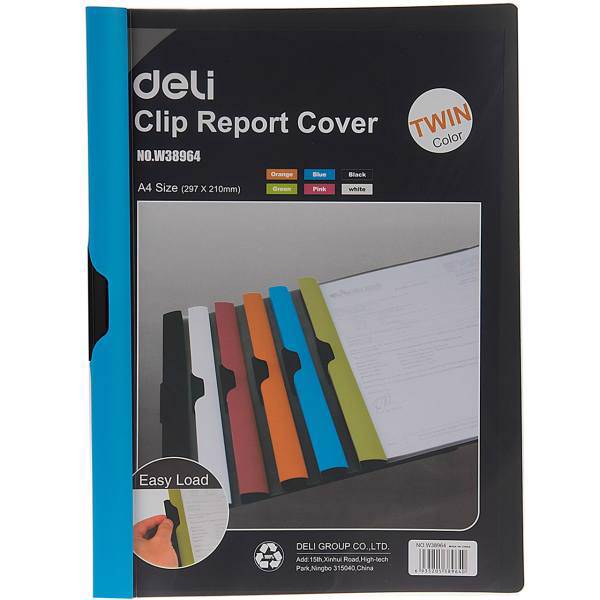 کاور کاغذ A4 دلی مدل Twin Color E38964 - با گیره متحرک، Deli E38964 Twin Color A4 Paper Cover - with Moving Clip