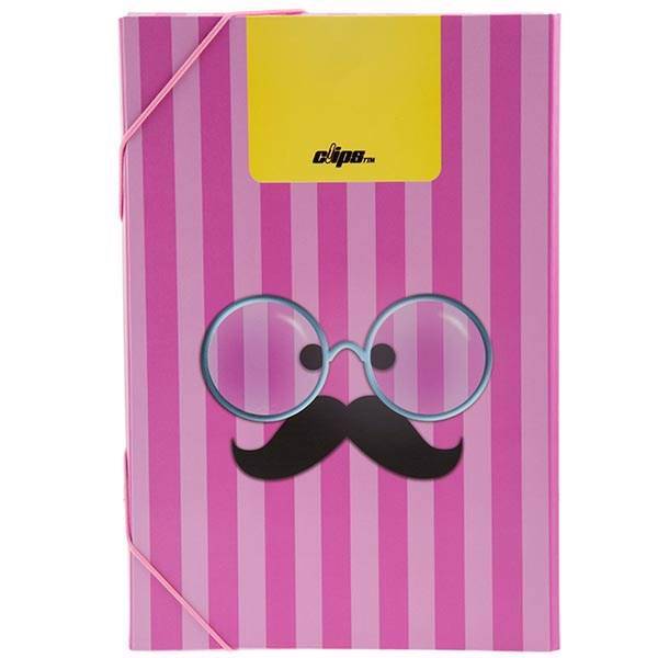 پوشه کلیپس مدل کش دار طرح سیبیل، Clips Mustache Design Rubber Folder