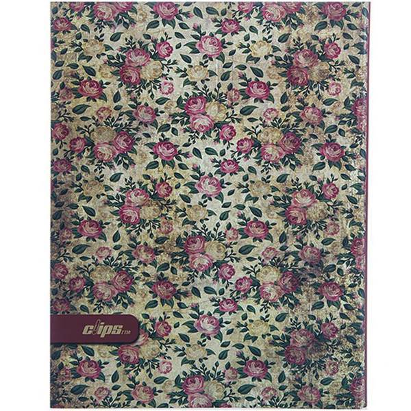 دفتر کلاسوری کلیپس طرح گل زمینه کرم 100 برگ، Clips Cream Background Flower 100 Sheets Ring Binder Notebook