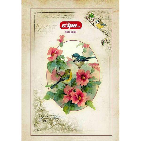 دفتر مشق کلیپس طرح گل و مرغ، Clips Flower and Bird Design Homework Notebook