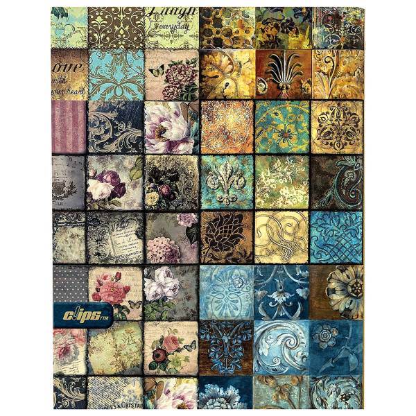 دفتر کلاسوری کلیپس طرح کلاژ گل 80 برگ، Clips Collage of Flowers Design Ring Binder Notebook 80 Sheets