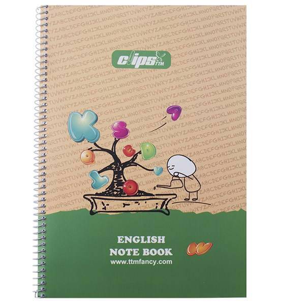 دفتر زبان کلیپس طرح درخت الفبا 80 برگ، Clips Alphabet Tree Design 80 Sheets English Notebook