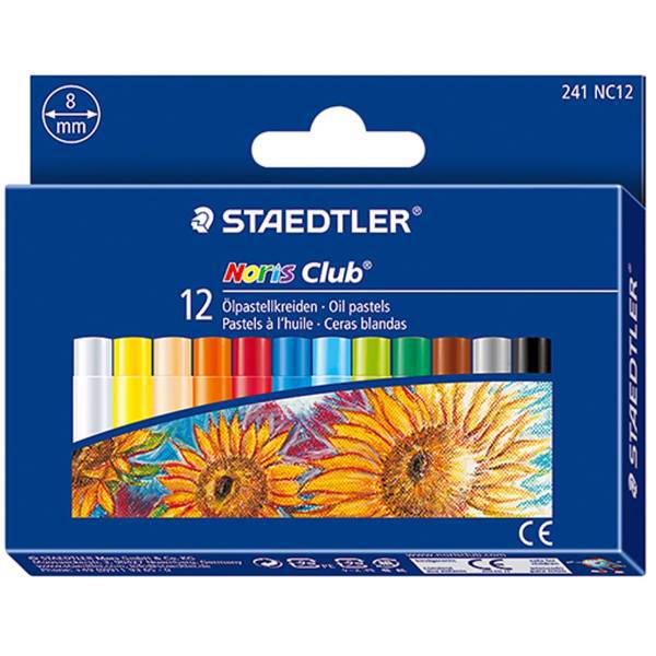 پاستل روغنی استدلر مدل Noris Club 241 - بسته 12 عددی، Staedtler Noris Club 241 Oil Pastel - Pack of 12