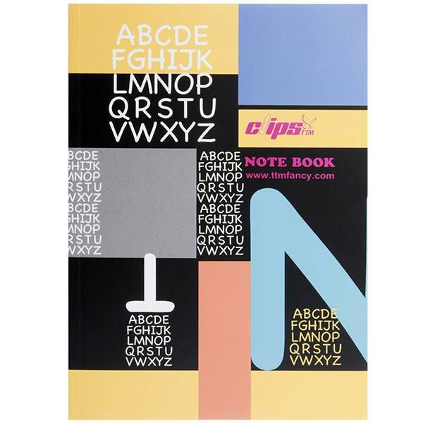 دفتر زبان 50 برگ کلیپس طرح G جلد شومیز، Clips 50 Sheets Traditional G Design Soft Cover English Notebook