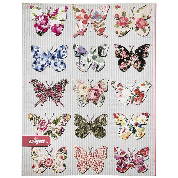 دفتر کلاسوری کلیپس طرح پروانه، Clips Butterfly Ring Binder Notebook