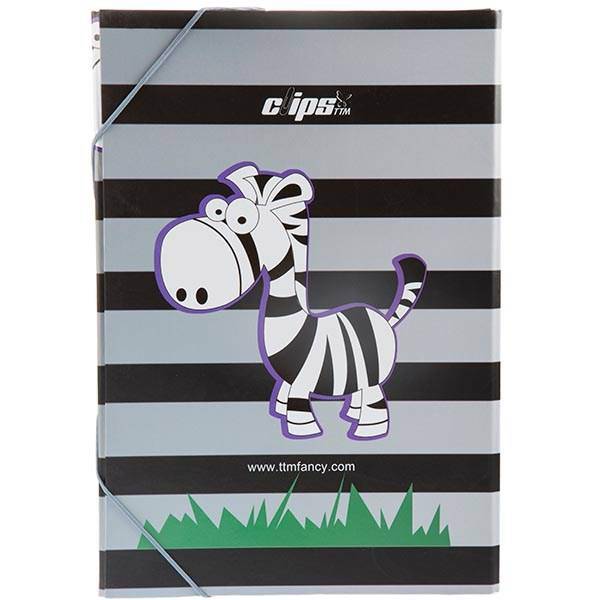 پوشه کلیپس مدل کش دار طرح گورخر، Clips Zebra Design Rubber Folder