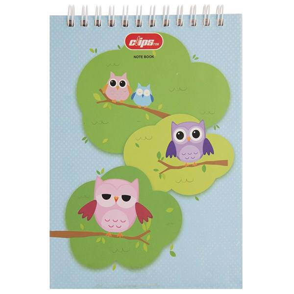 دفترچه یادداشت کلیپس طرح جغد زمینه آبی 100 برگ، Clips Blue Background Owl Design 100 Sheets Notebook
