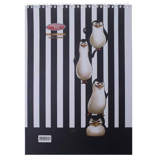دفتر نقاشی 30 برگ کلیپس طرح پنگوئن های ماداگاسکار جلد شومیز، Clips 30 Sheets The Penguins Of Madagascar Design Soft Cover Painting Notebook