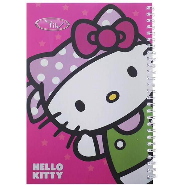 دفتر 80 برگ کلیپس طرح هلو کیتی 2 جلد شومیز، Clips 80 Sheets Hello Kitty 2 Design Soft Cover Notebook