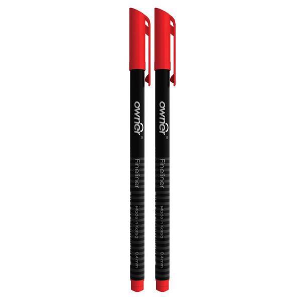 روان نویس اونر مدل Black Body 0.4 Red - بسته دو عددی، Owner Black Body 0.4 Red Rollerball Pen - Pack of 2