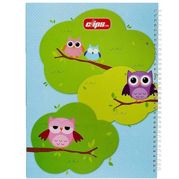 دفتر نقاشی کلیپس طرح جغد زمینه آبی 80 برگ، Clips Blue Background Owl Design 80 Sheets Painting Notebook