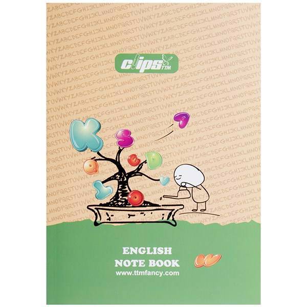 دفتر زبان 80 برگ کلیپس طرح درخت الفبایی جلد شومیز، Clips 80 Sheets Traditional Alphabetical Tree Design Soft Cover English Notebook