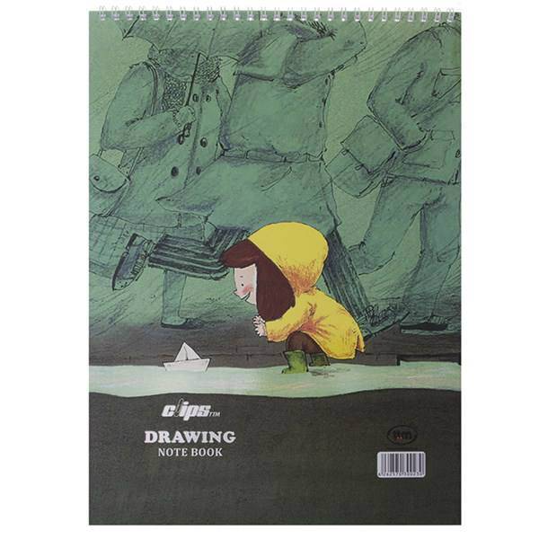 دفتر نقاشی 30 برگ کلیپس طرح دخترک و قایق جلد شومیز، Clips 30 Sheets Girl And Boat Design Soft Cover Painting Notebook